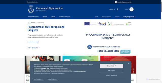Security scan screenshot of https://www.comune.ripacandida.pz.it