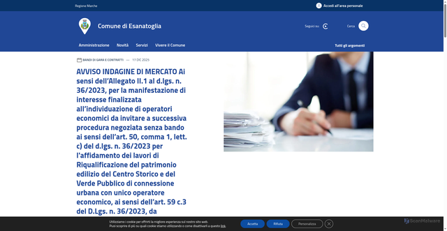 Security scan screenshot of https://www.comune.esanatoglia.mc.it/