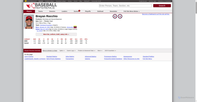 Security scan screenshot of https://www.baseball-reference.com/players/r/rocchbr01.shtml