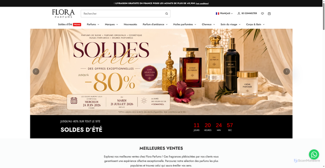 Security scan screenshot of https://flora-parfums.com