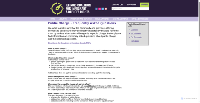 Security scan screenshot of https://www.icirr.org/public-charge-faqs