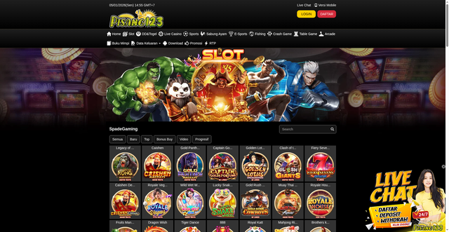 Security scan screenshot of https://langpisang123.com/desktop/game/slot/spadegaming