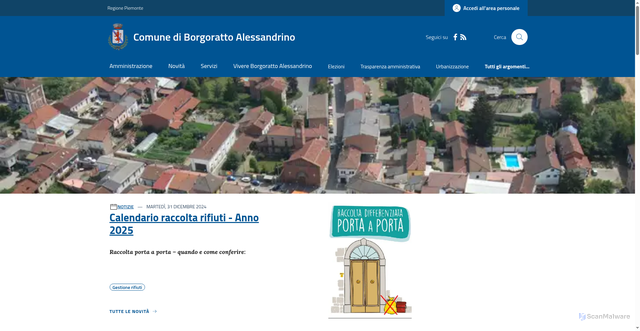 Security scan screenshot of https://www.comune.borgoratto.al.it/
