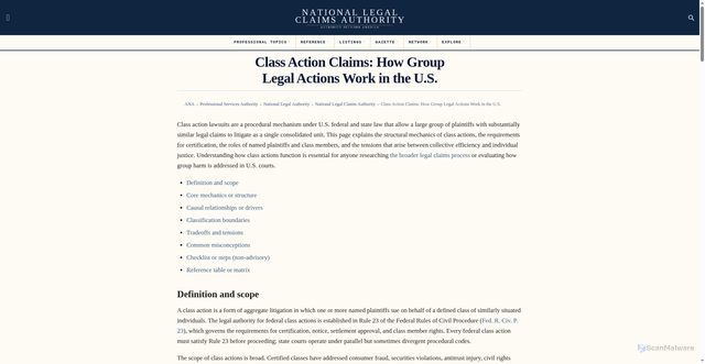 Security scan screenshot of https://nationallegalclaimsauthority.com/class-action-claims/