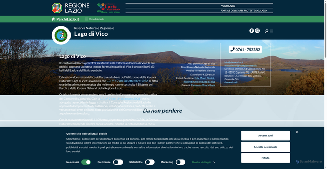 Security scan screenshot of https://www.parchilazio.it/vico