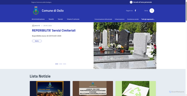 Security scan screenshot of https://www.comune.osilo.ss.it/