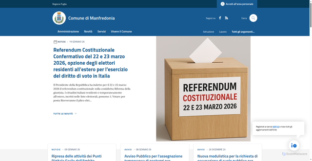 Security scan screenshot of https://www.comune.manfredonia.fg.it/