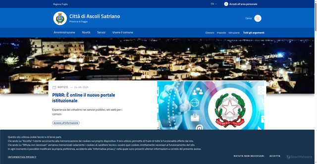 Security scan screenshot of https://www.comune.ascolisatriano.fg.it/