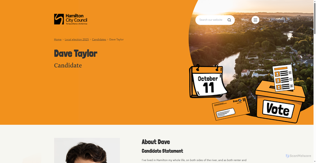 Security scan screenshot of https://hamilton.govt.nz/elections2025/candidates/profile/dave-taylor-mayor