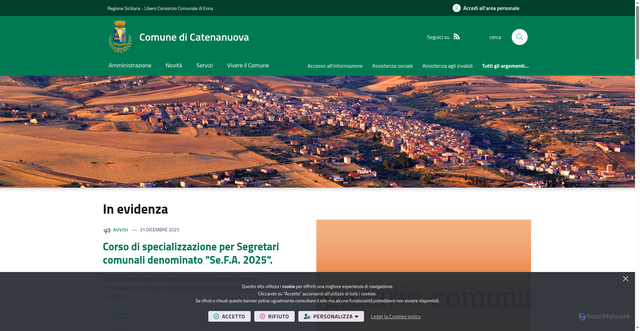 Security scan screenshot of https://www.comune.catenanuova.en.it/it-it/home