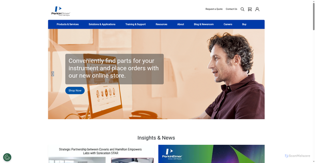 Security scan screenshot of https://www.perkinelmer.com