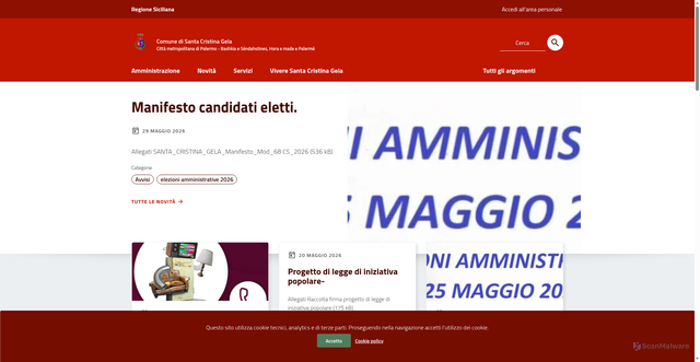 Security scan screenshot of https://www.comune.santacristinagela.pa.it