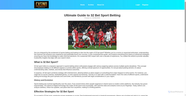 Security scan screenshot of https://streetbeatonline.com/ultimate-guide-to-32-bet-sport-betting/