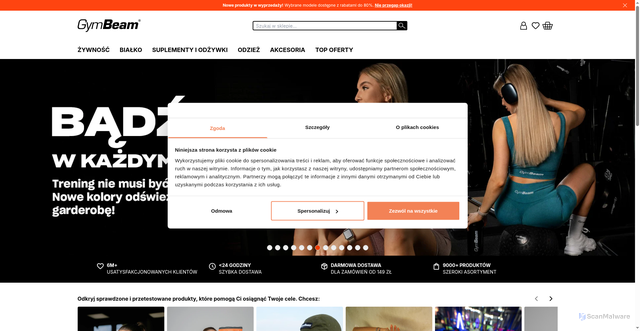 Security scan screenshot of https://gymbeam.pl