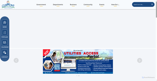 Security scan screenshot of https://clermontfl.gov/