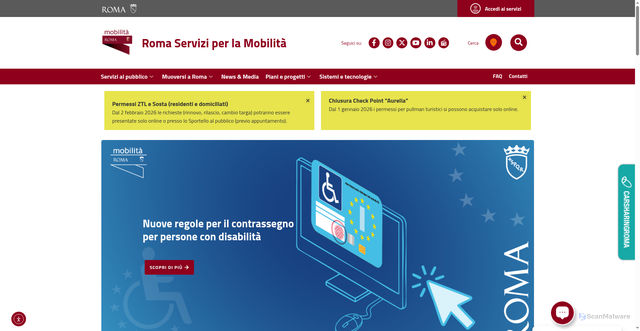 Security scan screenshot of https://romamobilita.it:443/