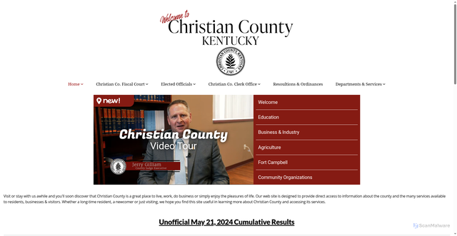 Security scan screenshot of https://christiancountyky.gov/