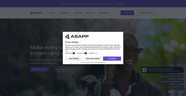 Security scan screenshot of https://asapp.com