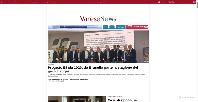 Security scan screenshot of https://www.varesenews.it