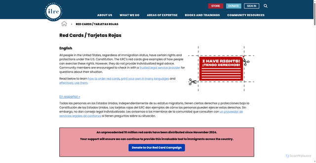 Security scan screenshot of https://www.ilrc.org/red-cards-tarjetas-rojas