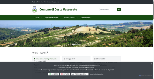 Security scan screenshot of https://www.comune.costavescovato.al.it/