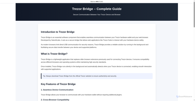 Security scan screenshot of https://trezointro.wixstudio.com/bridge-en