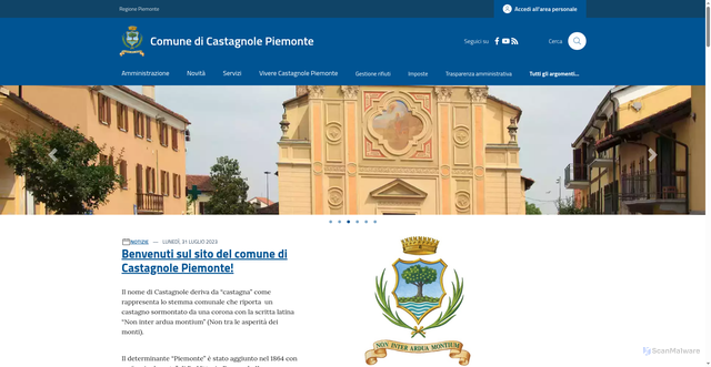 Security scan screenshot of https://www.comune.castagnolepiemonte.to.it/