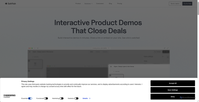 Security scan screenshot of https://saltfish.ai