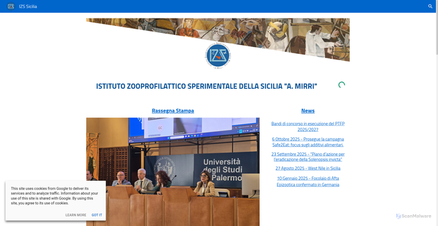 Security scan screenshot of https://www.izssicilia.it/