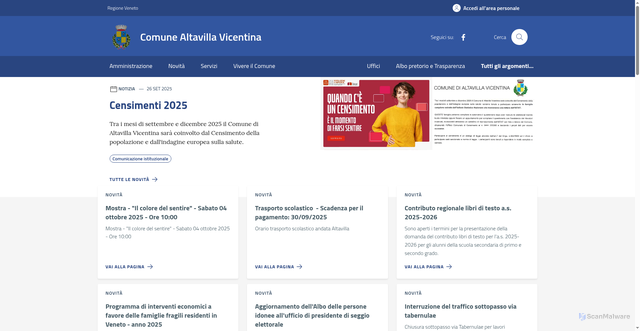 Security scan screenshot of https://comune.altavillavicentina.vi.it/