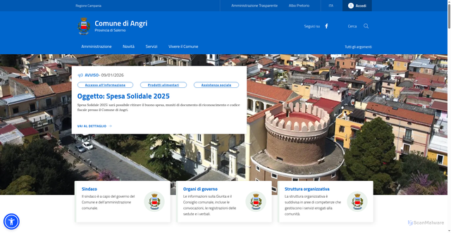 Security scan screenshot of https://www.comune.angri.sa.it/