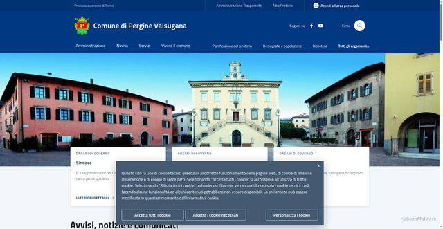 Security scan screenshot of https://www.comune.pergine.tn.it/