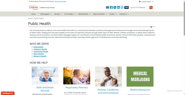 Security scan screenshot of https://www.hhs.nd.gov/health