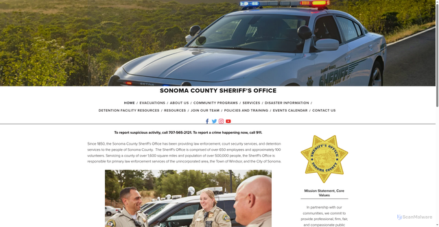 Security scan screenshot of https://www.sonomasheriff.org/