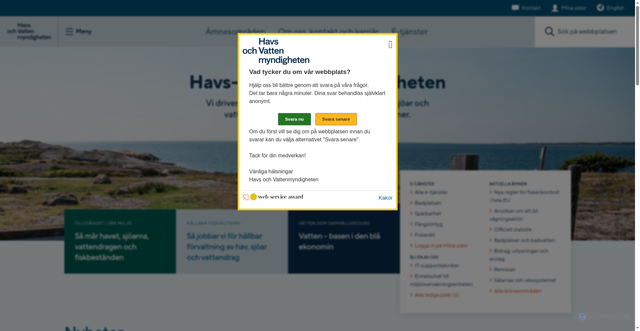 Security scan screenshot of https://www.havochvatten.se/