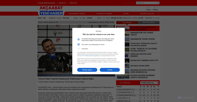Security scan screenshot of https://www.akcaabatgazetesi.com.tr/haber/turkcell-super-kupada-galatasaray-trabzonspor-macina-dogru-46910.html