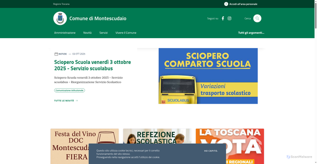 Security scan screenshot of https://www.comune.montescudaio.pi.it/
