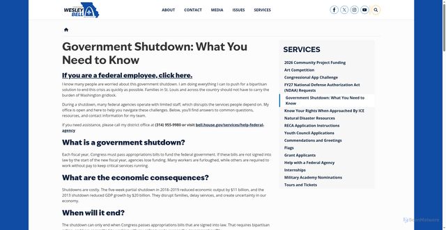 Security scan screenshot of http://bell.house.gov/shutdown