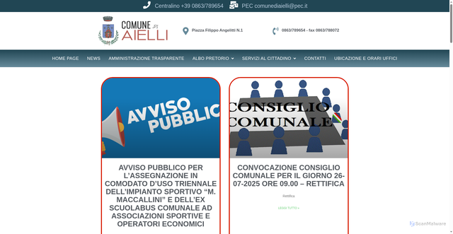 Security scan screenshot of https://comunediaielli.it/