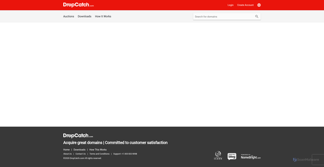 Security scan screenshot of client.dropcatch.com