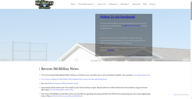 Security scan screenshot of https://www.townofmcmillan.gov/
