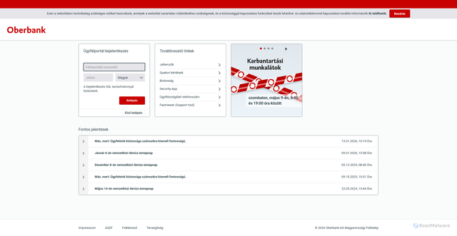 Security scan screenshot of https://banking-oberbank.hu