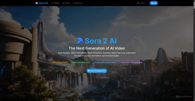 Security scan screenshot of https://sora2-ai.io/