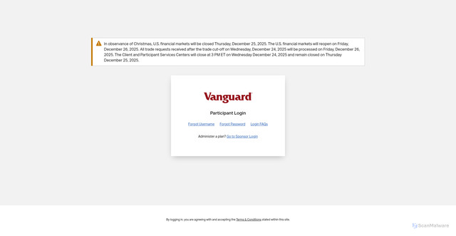 Security scan screenshot of https://my.vanguardplan.com/