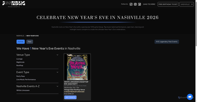 Security scan screenshot of https://joonbug.com/nashville/newyearseve