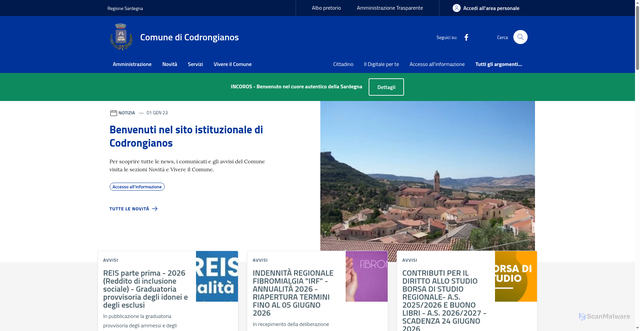 Security scan screenshot of https://www.comunecodrongianos.it
