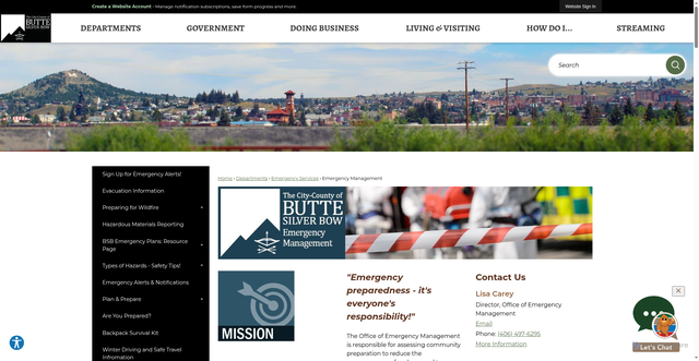 Security scan screenshot of https://www.co.silverbow.mt.us/195/Emergency-Management