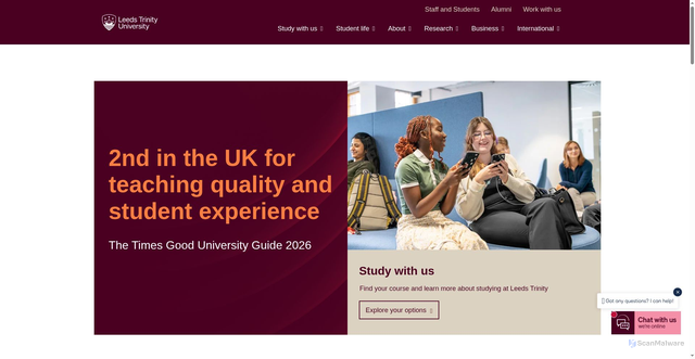 Security scan screenshot of https://www.leedstrinity.ac.uk/