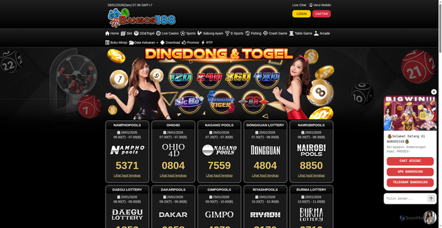 Security scan screenshot of https://noindek2-bansos188.xyz/desktop/game/ddtogel/togel