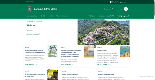 Security scan screenshot of https://www.comune.picinisco.fr.it/